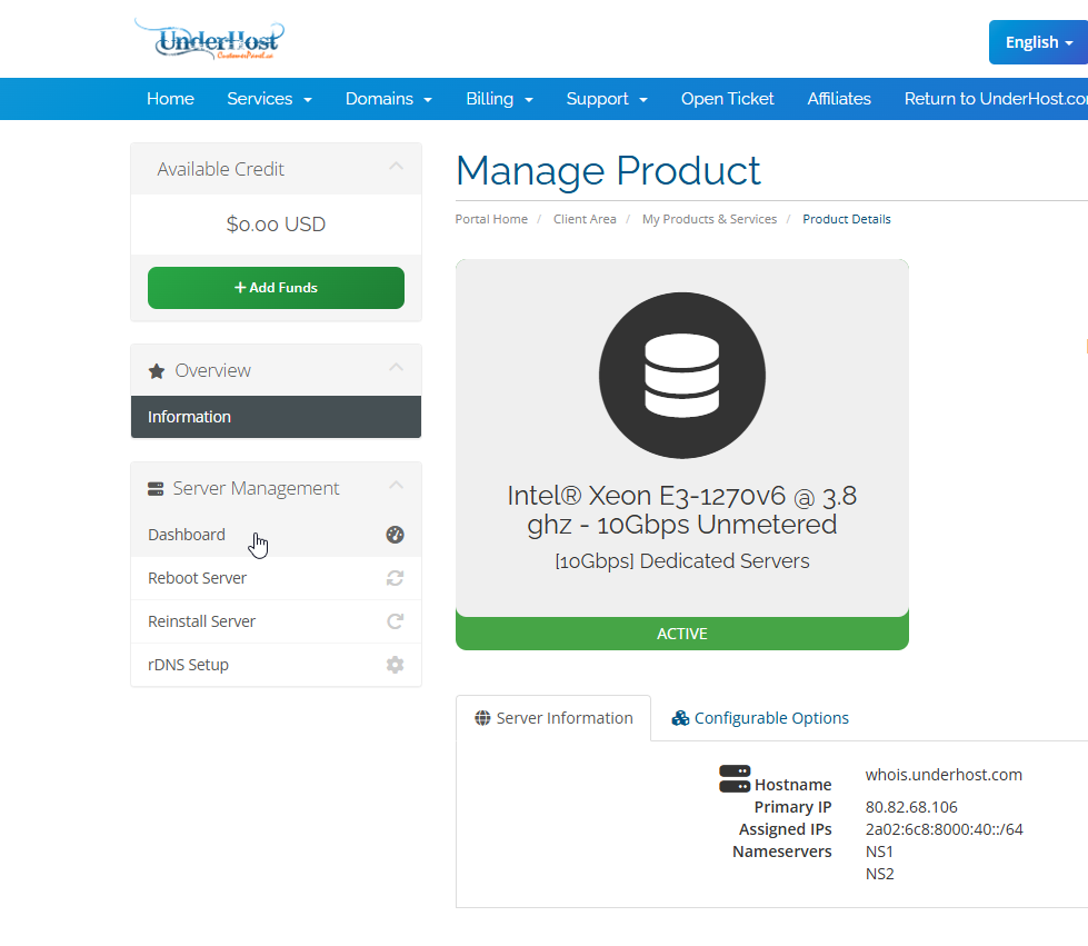 Server Management Menu